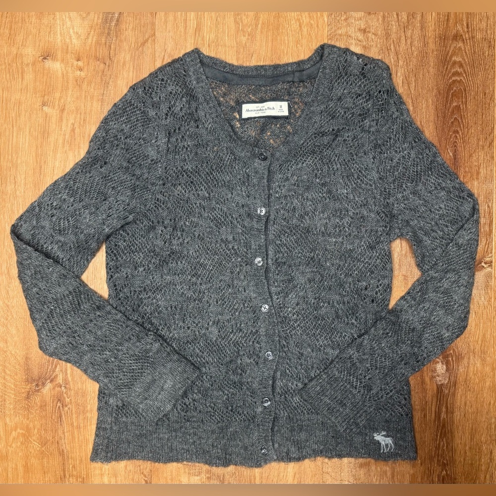Abercrombie & Fitch Gray Wool Knit Button Cardigan Sweater Women’s Medium NWOT